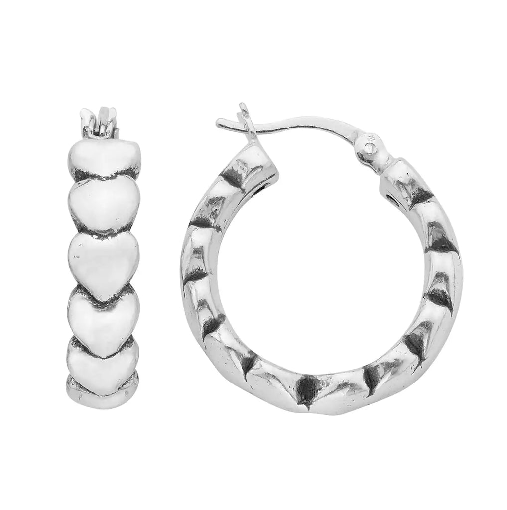 Sterling Silver Layered Heart Hoop Earrings