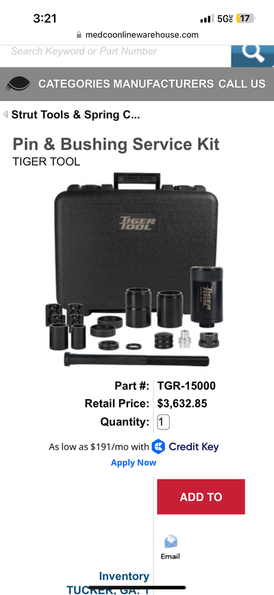 Pin & Bushing Service Kit TIGER TOOL