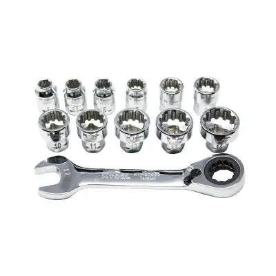 K Tool International Socket Set 12 pc 1/4 in. Spline Multi Plus Close Qtr