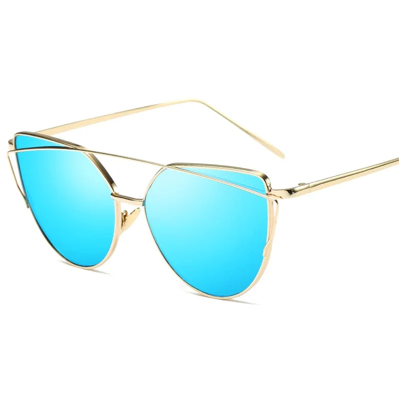 Women's Metal Reflective Flat Sunglasses