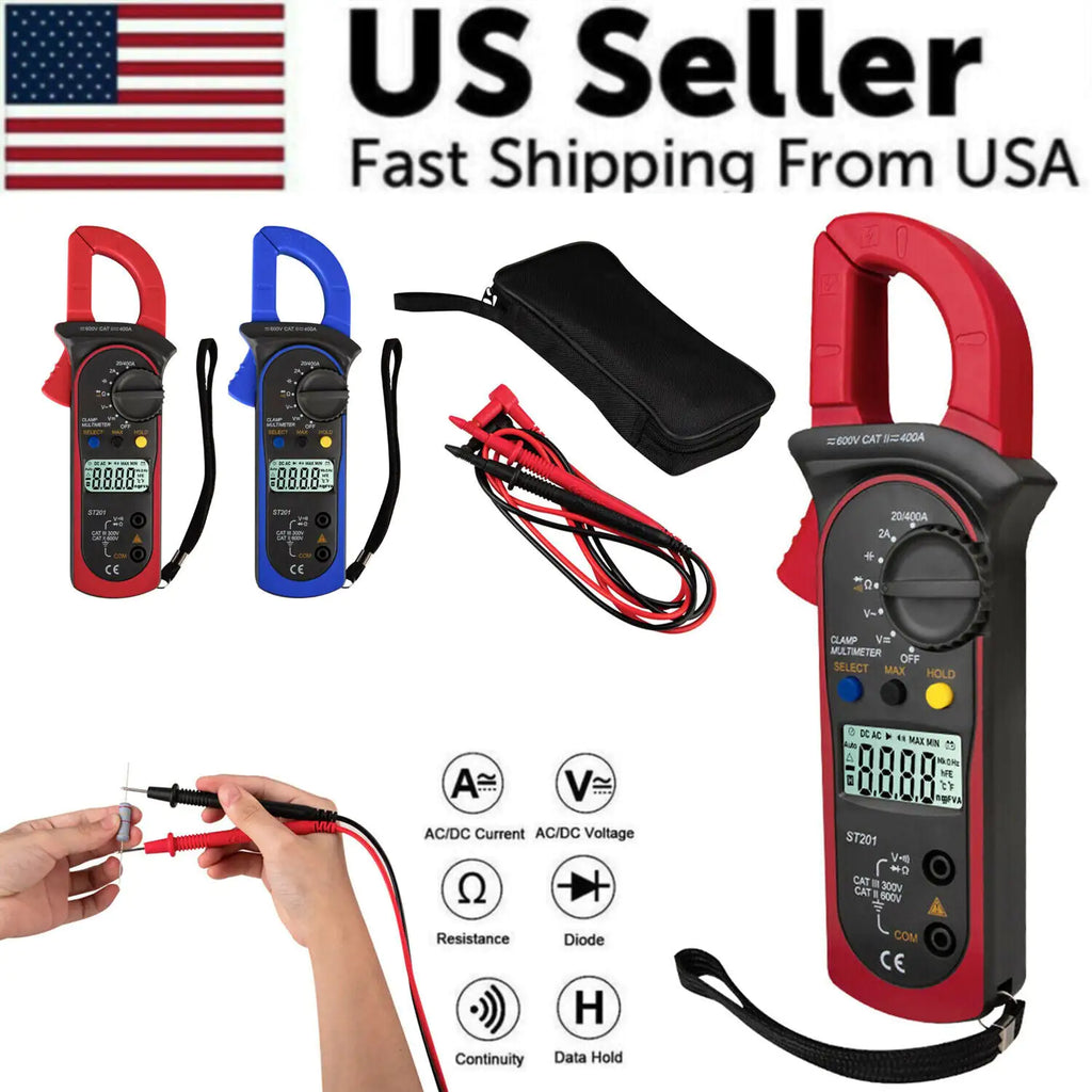 Digital Multimeter Tester AC DC Volt Ohm Amp Clamp Meter Auto Range LCD Handheld