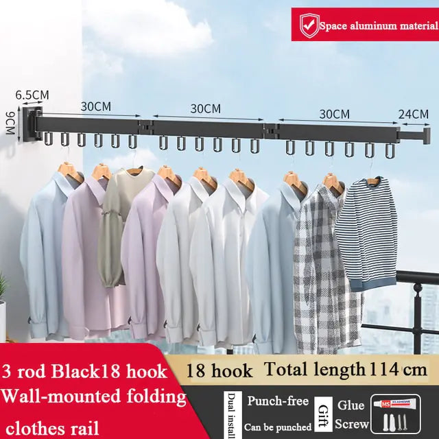 Retractable Folding Clothes Drying Rack