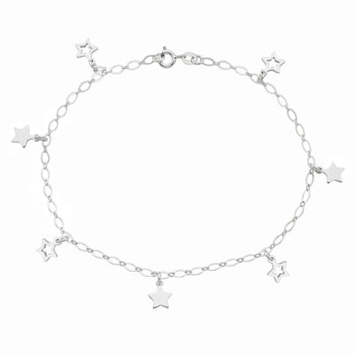 925 Sterling Silver Star Charm Anklet